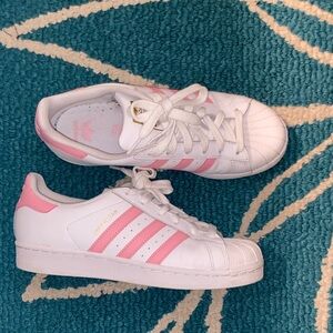 Adidas Superstar White and Pink Shoes